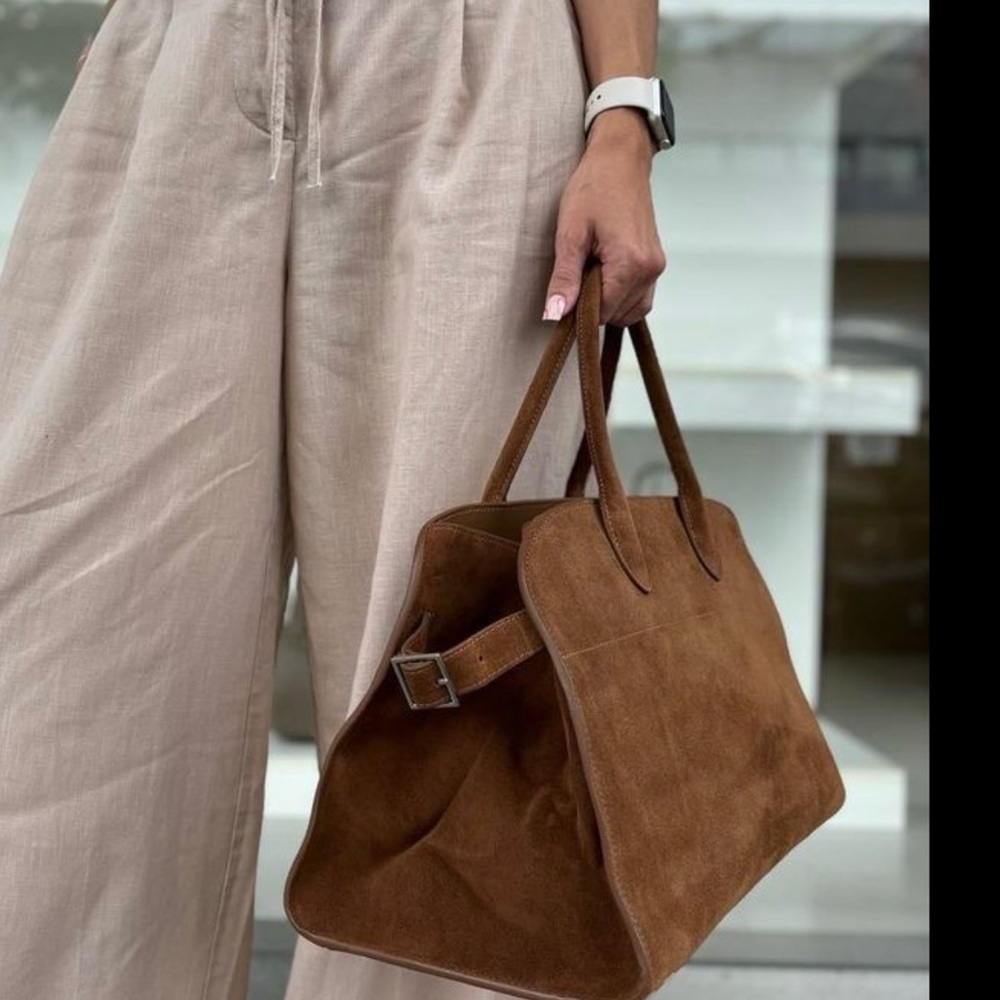 Suede brown tote